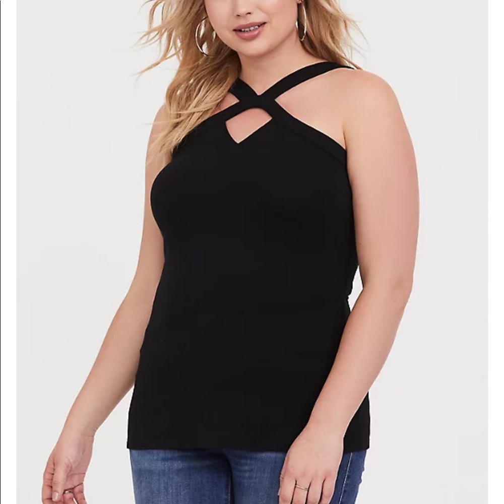 Torrid Black Keyhole Halter Foxy Tank size 0x NWT